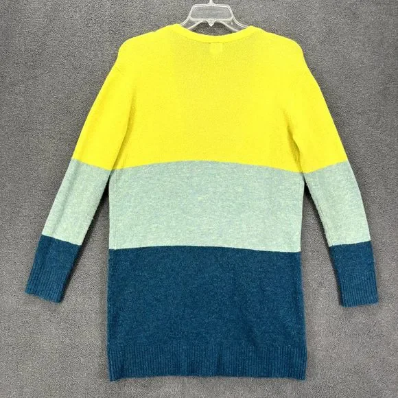 A New‎ Day Sweater womens Small Color Block Cardigan Open Front Pockets - Picture 10 of 14